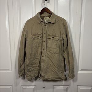Vintage Arrow Chore Shirt Jacket Men L Tan Canvas Utility Workwear Barncore Y2K